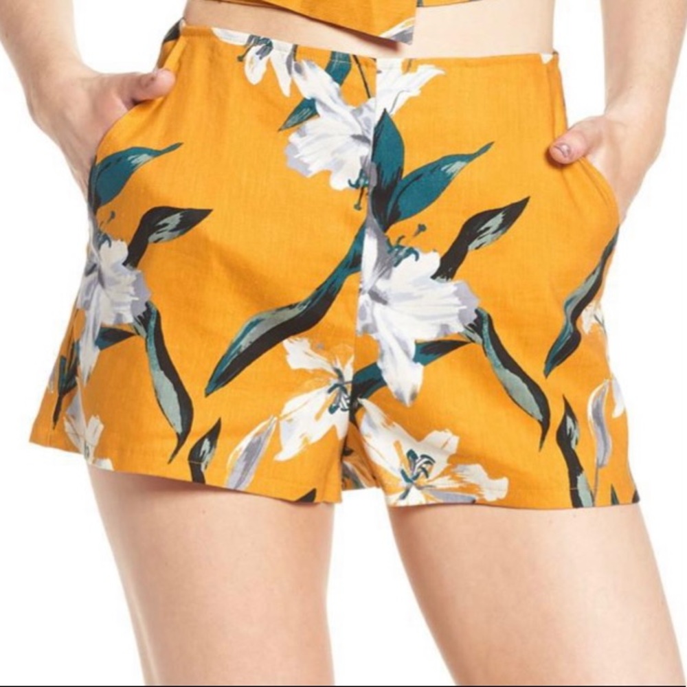 Yellow High Waist Shorts